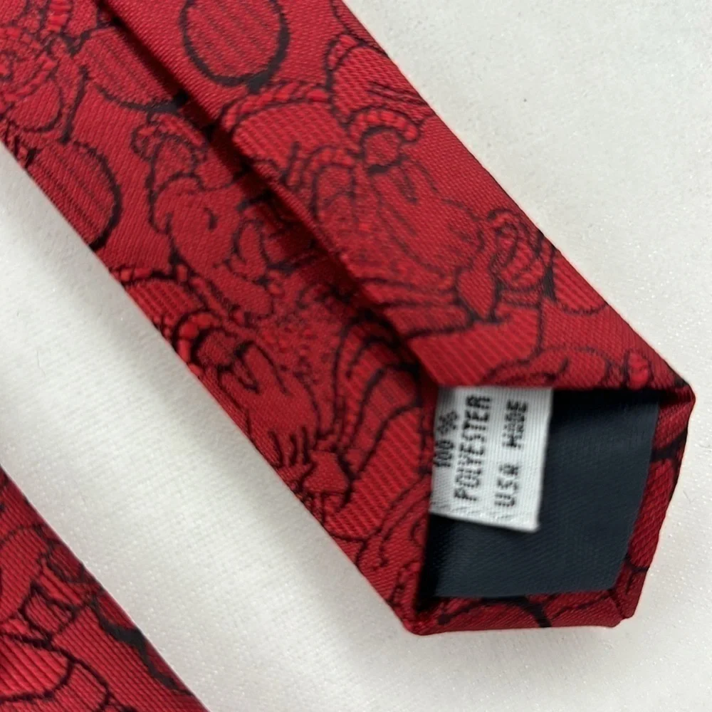 Vintage Disney Mickey Mouse Wearing Sunglasses Necktie Red & Black